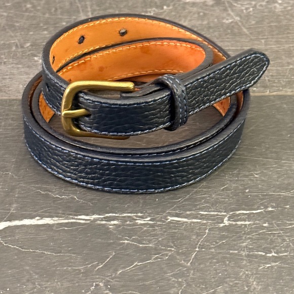 L.L. Bean Accessories - Women L.L. Bean Leather Belt 30 Blue Pebbled Full Grain Brass Buckle-Excellent